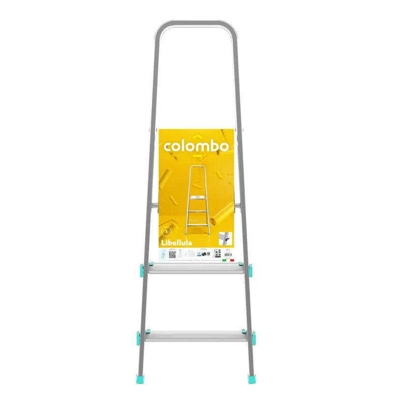 Colombo LIBELLULA - Trittleiter, Trittleiter 3 stufen, Trittleiter Klappbar, Höhe 61 cm, Max, Belastbar 150 kg, Aluminium, Hergestellt in Italien