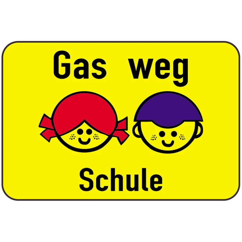 Kinderhinweisschild K4 Gas weg, Schule