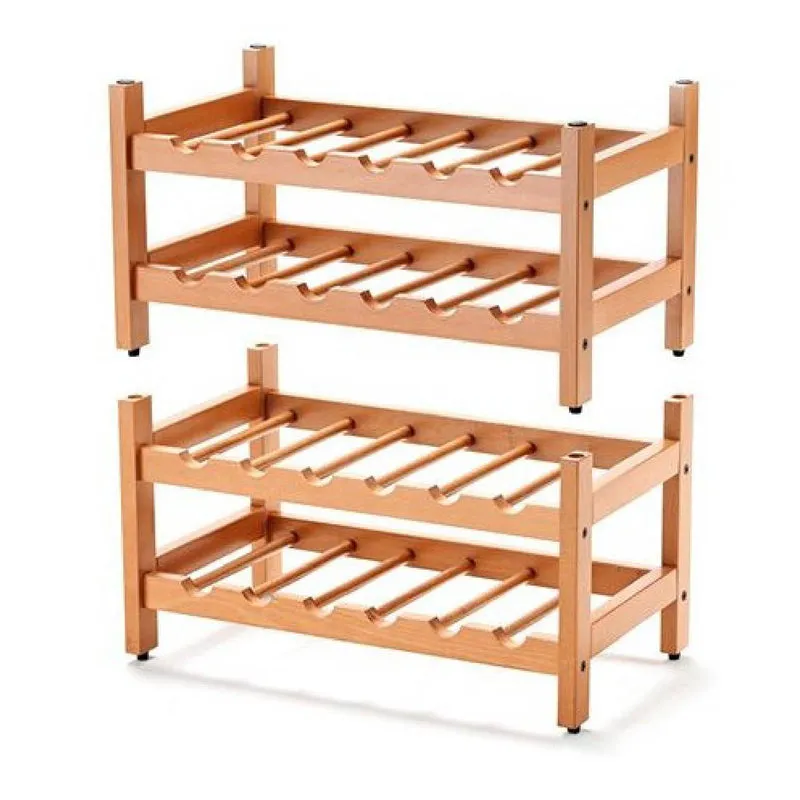 ARIT - Weinregal Holz BIRELLONE, Flaschenregal, Weinregal, aus massiver Buche, 12 Plätze, stapelbar von 1 bis 6 - Farbe Kirsche