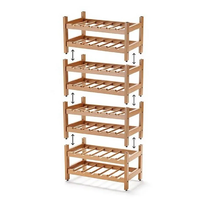 ARIT - Weinregal Holz BIRELLONE, Flaschenregal, Weinregal, aus massiver Buche, 12 Plätze, stapelbar von 1 bis 6 - Farbe Kirsche