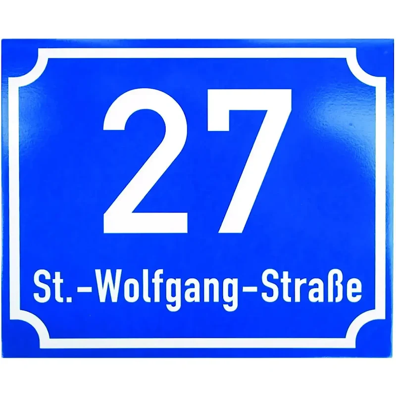 Hausnummernschild Aluminium 165x200mm, blau, mit Rahmen, mit Straßenabgabe, 2mm, Ra1, inkl. 4 Bohrungen in den Ecken