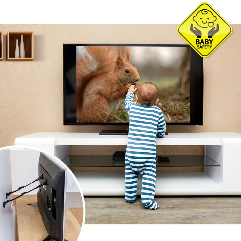 Tatkraft Protect – TV Möbel-Kippsicherung für Kinder, 4 Gurte, Länge bis 70,4 cm.