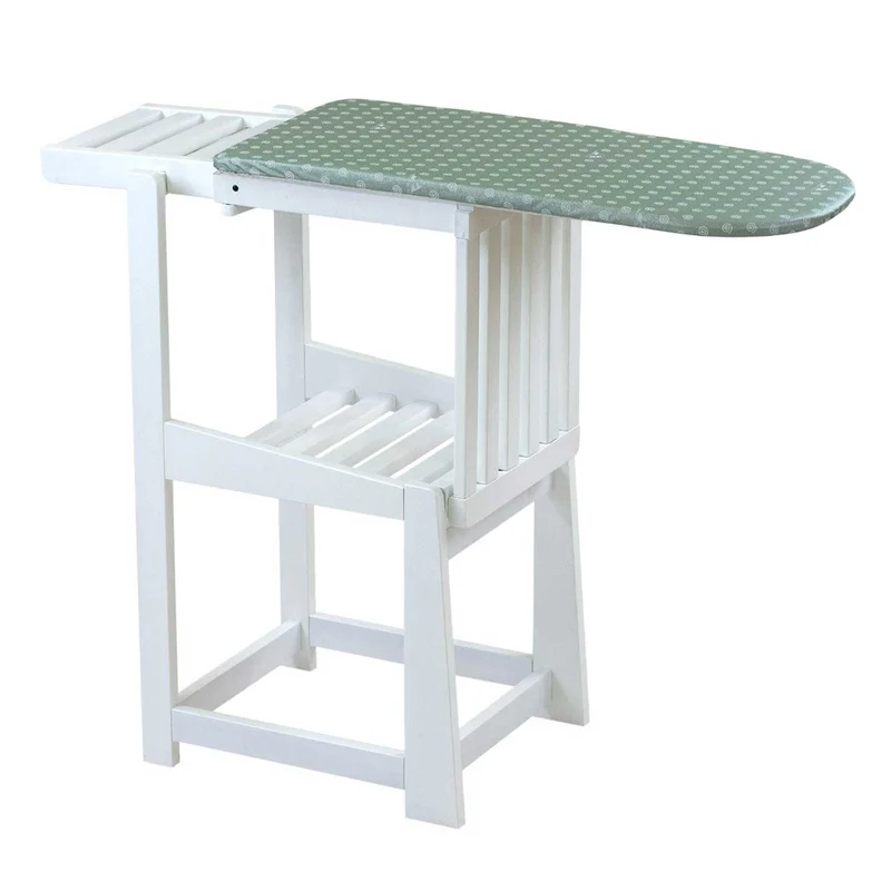 ARIT SINFONIA - Bügelbrett, Stuhl, 2-in-1, Bügeltisch, mit Arbeitsplatte 81 x 35 cm und Bügeleisenhalter, Kissen mit Rückenlehne, Holz, Weiß
