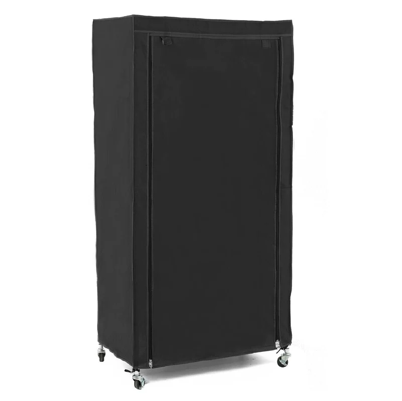 art moon Buffalo Schwerlast Faltschrank mit Rollen, bis 70 kg, Kellerschrank, 75×45×156,5 cm, 2 Ablagen, Stoffschrank Stabil, Stahl, Schwarz