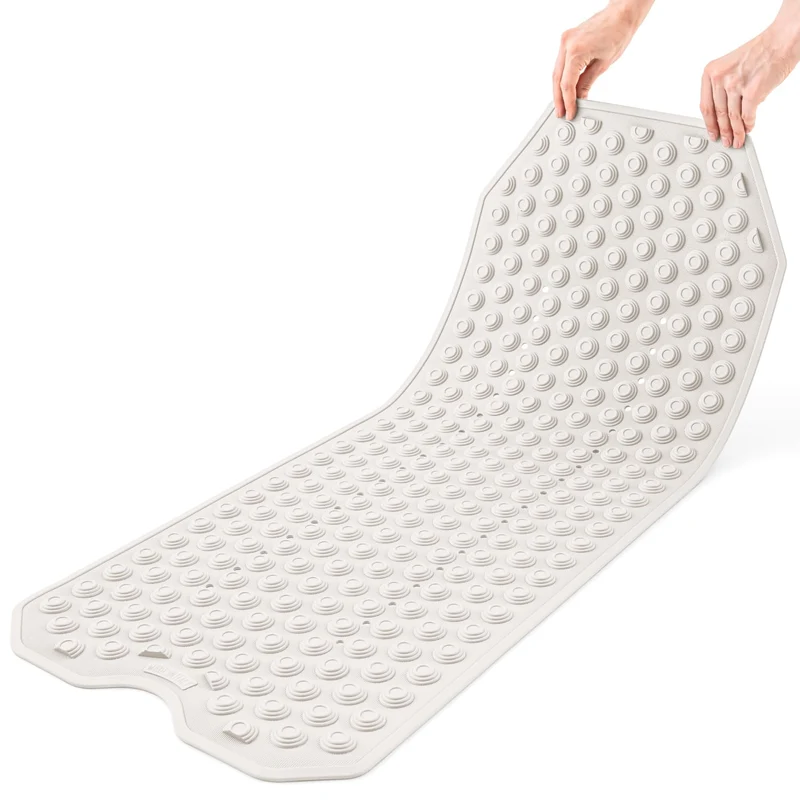 Tatkraft Secure – Rutschfeste Badewannenmatte, 153 Saugnäpfe, 40 × 103 cm, Weiß, Made in Italy