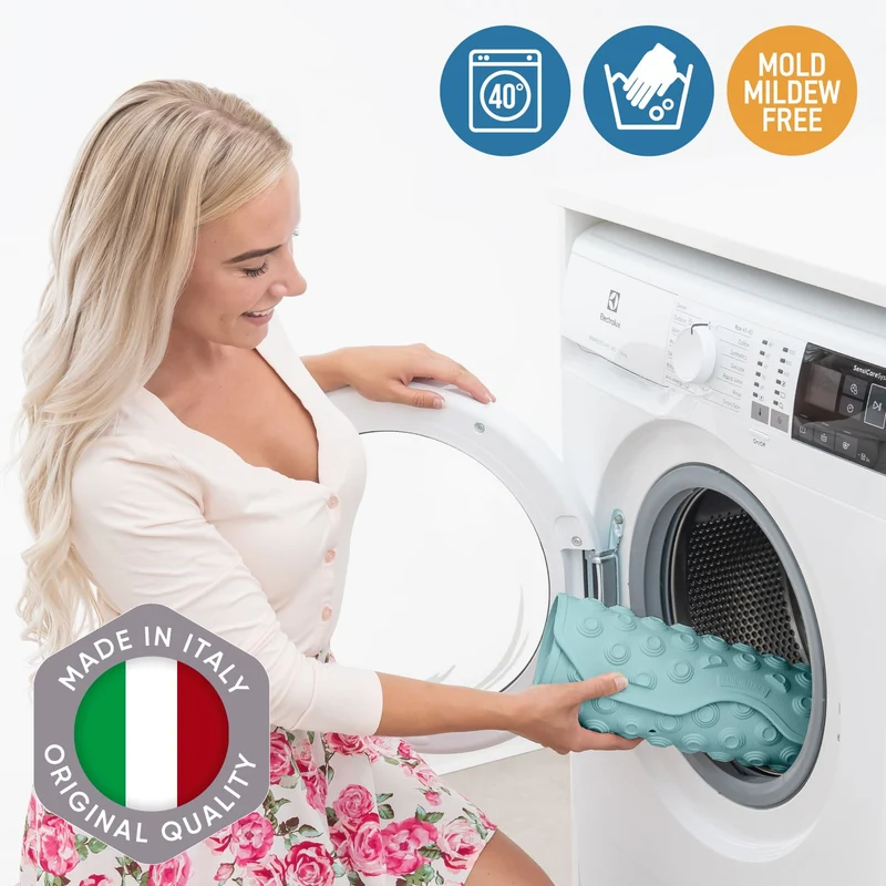 Tatkraft Secure – rutschfeste Badewannenmatte für Senioren und Kinder, 40 × 103 cm, 153 Saugnäpfe, Blau, Made in Italy