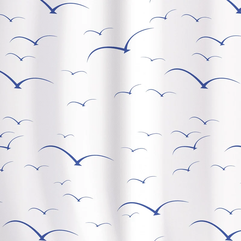 Tatkraft Seagulls - Duschvorhang, Duschvorhang Badewanne, Duschvorhang Textil, Duschvorhang Modern, mit 12 Vorhangringen, Textil Polyester, 180x180 cm