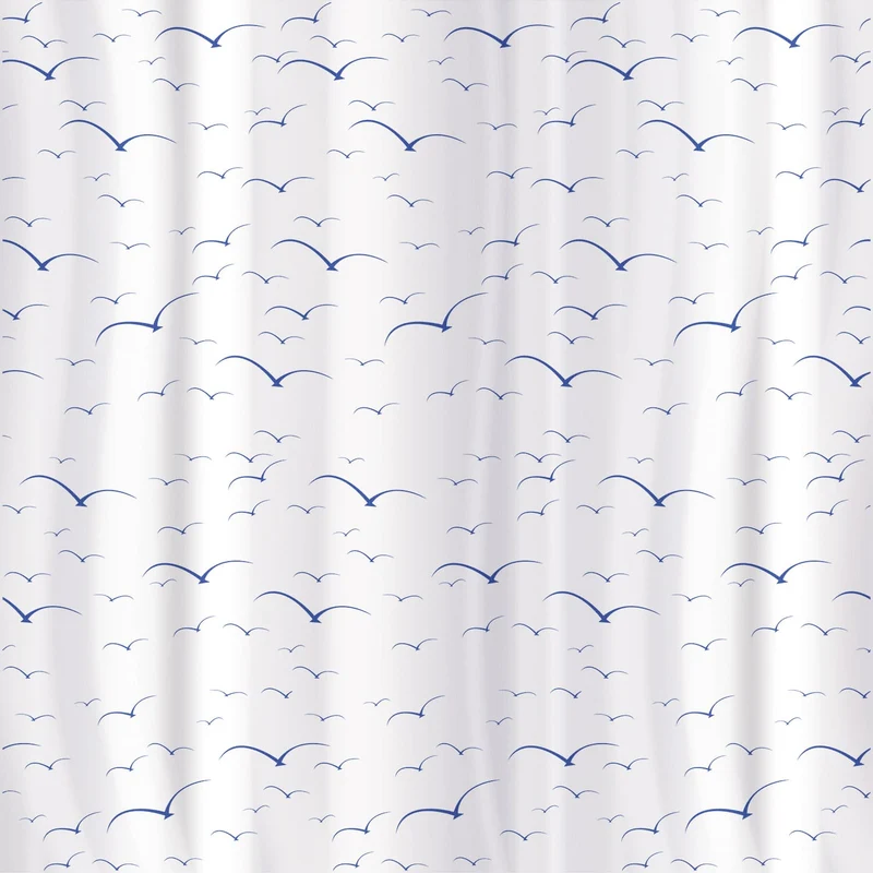 Tatkraft Seagulls - Duschvorhang, Duschvorhang Badewanne, Duschvorhang Textil, Duschvorhang Modern, mit 12 Vorhangringen, Textil Polyester, 180x180 cm