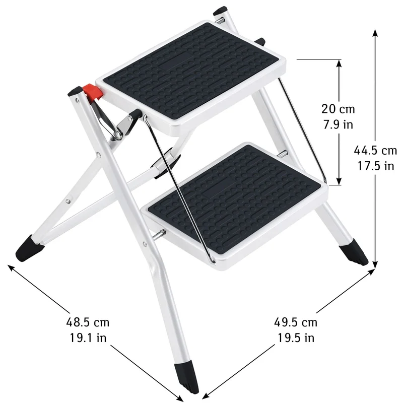 Tatkraft Rock – Klappbare Trittleiter mit 2 Stufen, bis 150 kg, Stahl