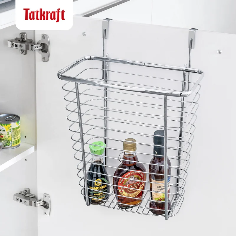 Tatkraft Top – Übertür-Abfalleimer und Hängekorb, 10 L, verchromter Metalldraht.