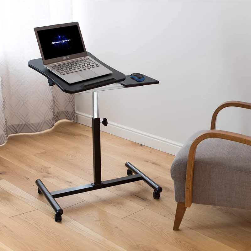 Tatkraft Vanessa - Laptoptisch, Laptoptisch Höhenverstellbar, mit Mausablage, Laptoptisch Sofa, MDF Holz, Stahl, Schwarz