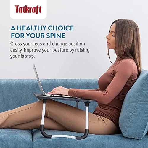 Tatkraft Olaf - Laptoptisch, Laptop Ständer, Laptoptisch Bett, Sofa, Faltbare Betttisch, Tischplatte 60 X 40 cm, Schwarz