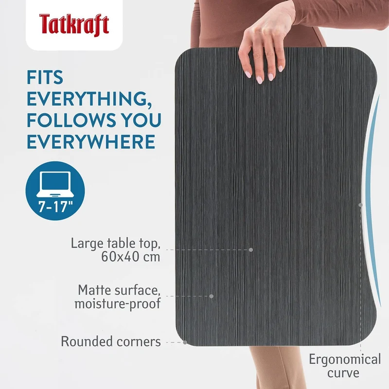 Tatkraft Olaf - Laptoptisch, Laptop Ständer, Laptoptisch Bett, Sofa, Faltbare Betttisch, Tischplatte 60 X 40 cm, Schwarz