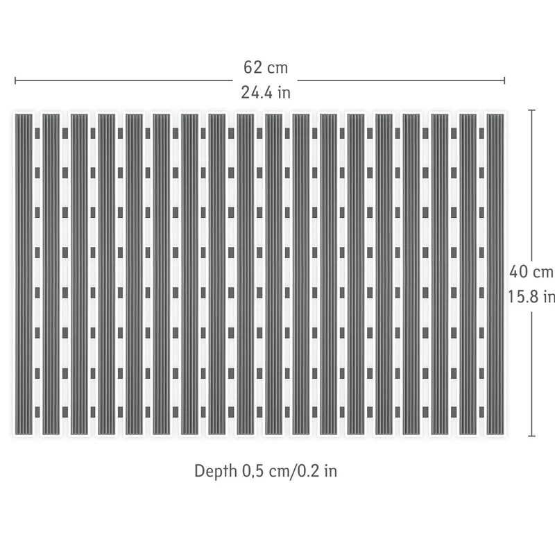 Tatkraft Bond – rutschfeste Duschmatte, 60 × 40 × 0,5 cm, mit 126 Saugnäpfen und Ablauföffnungen, PVC, Schwarz