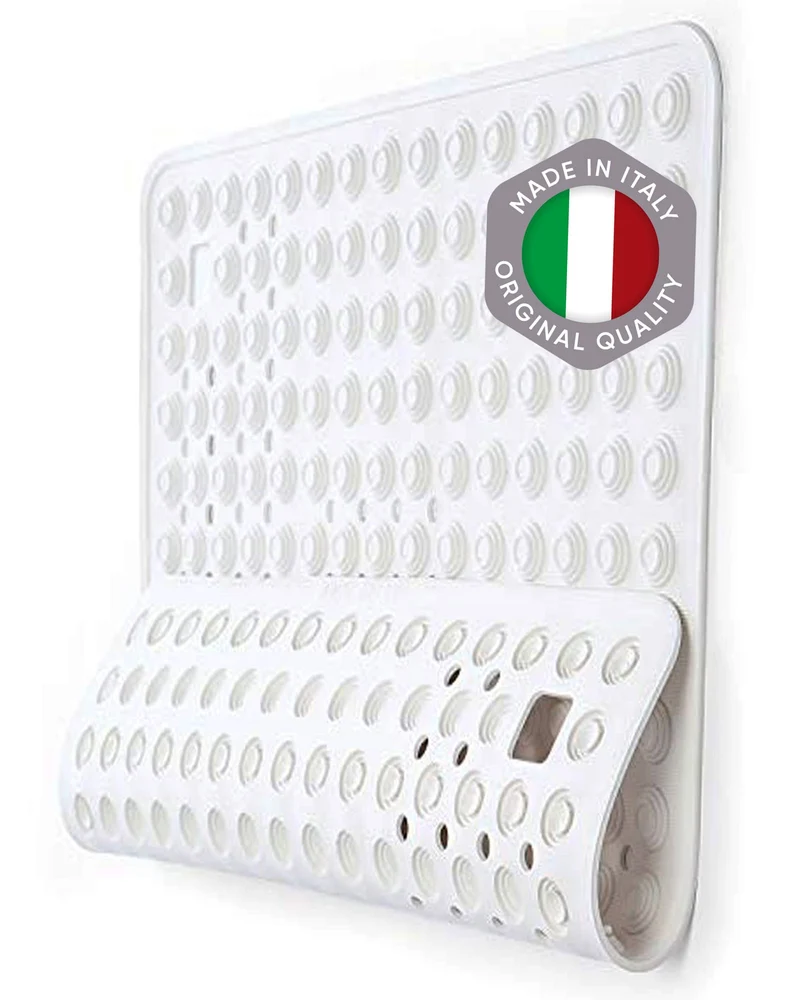 Tatkraft Detail – Rutschfeste Duschmatte für Senioren und Kinder, 60 × 60 cm, Weiß, Made in Italy
