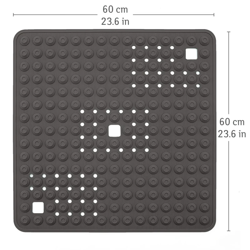 Tatkraft Detail – Rutschfeste Duschmatte, für Senioren und Kinder, 60×60 cm, Made in Italy, 134 starke Saugnäpfe, schimmelresistent, Gummi, Schwarz