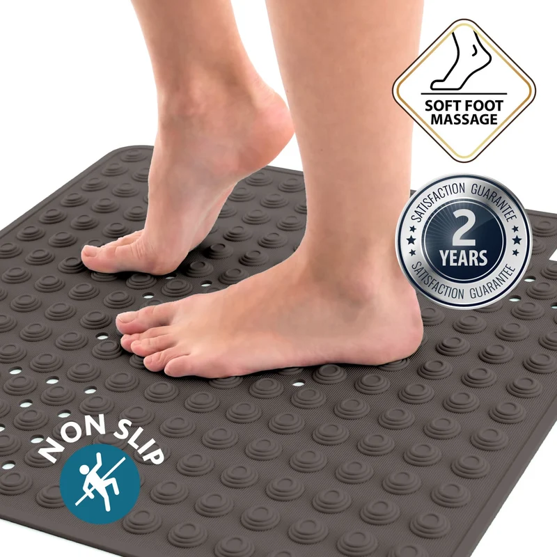 Tatkraft Detail – Rutschfeste Duschmatte, für Senioren und Kinder, 60×60 cm, Made in Italy, 134 starke Saugnäpfe, schimmelresistent, Gummi, Schwarz
