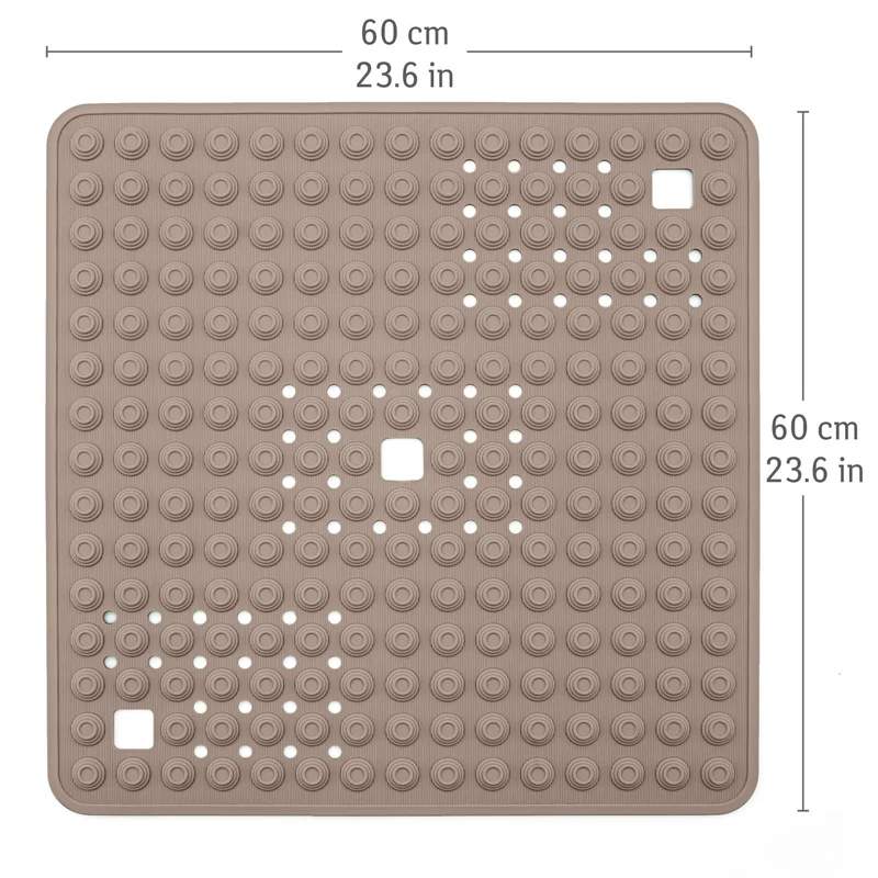 Tatkraft Detail Premium Italien Duschmatte, Rutschfest für Senioren und Kinder, 60x60cm, Braun