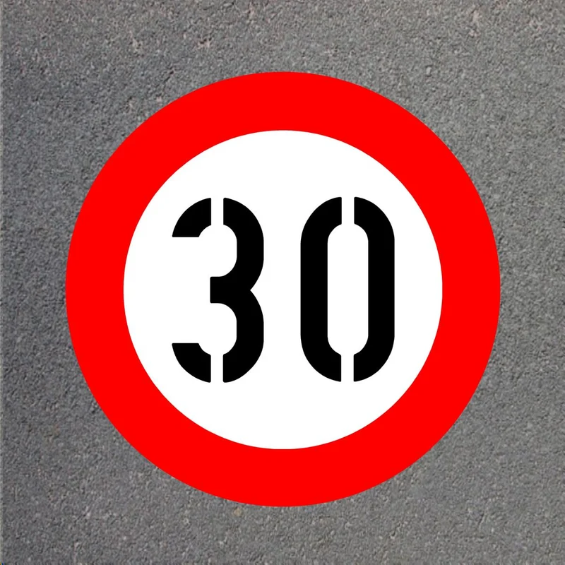 Schablone VZ274-70 Zulässige Höchstgeschwindigkeit 70 km/h, ø 300 mm, Kunststoff 0,8 mm