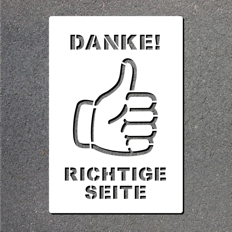 Schablone für Fahrradweg -Danke! Richtige Seite-