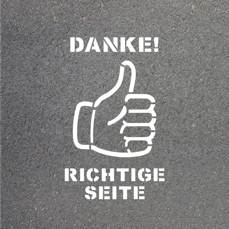 Schablone für Fahrradweg -Danke! Richtige Seite-