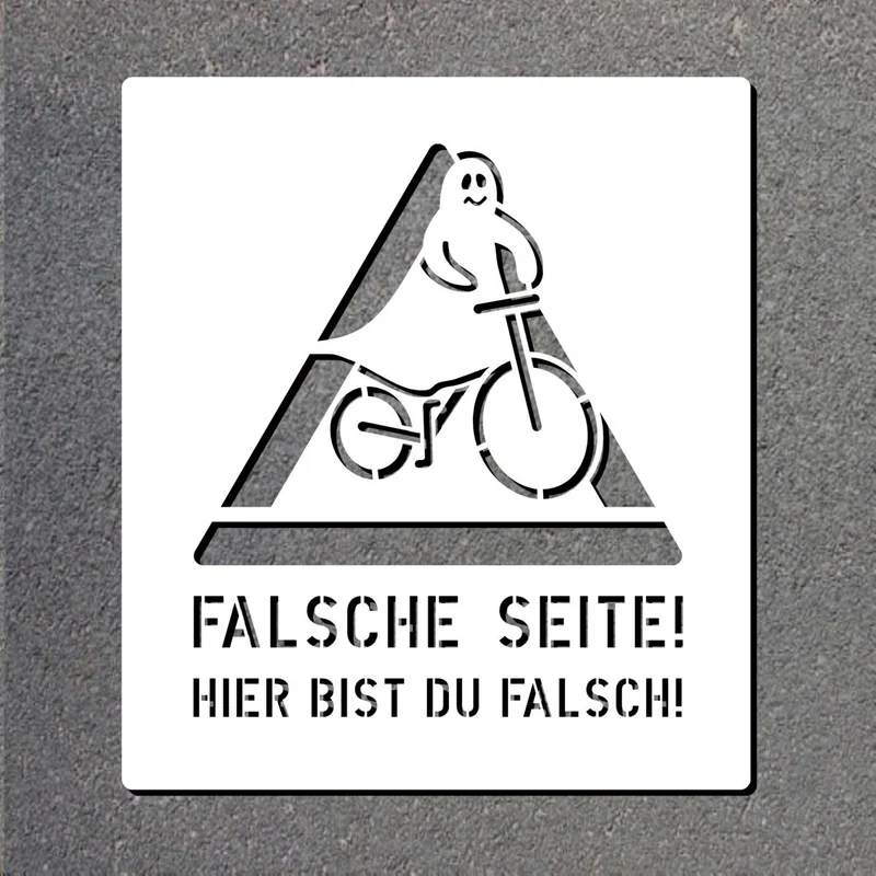 Schablone für Fahrradweg -Geisterradler-