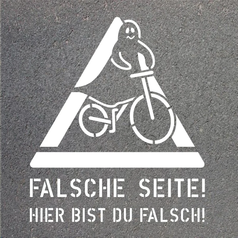 Schablone für Fahrradweg -Geisterradler-