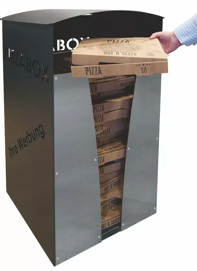 Abfallbehälter Pizzabox-Sammler für bis zu 20 Pizzakartons, Farbe RAL 7016