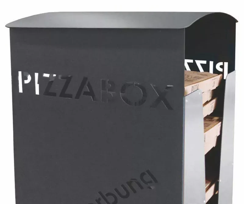 Abfallbehälter Pizzabox-Sammler für bis zu 20 Pizzakartons, Farbe RAL 7016