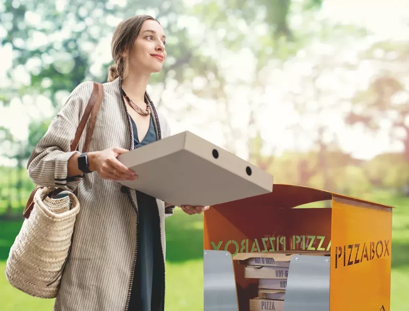 Abfallbehälter Pizzabox-Sammler für bis zu 20 Pizzakartons, Farbe RAL 7016