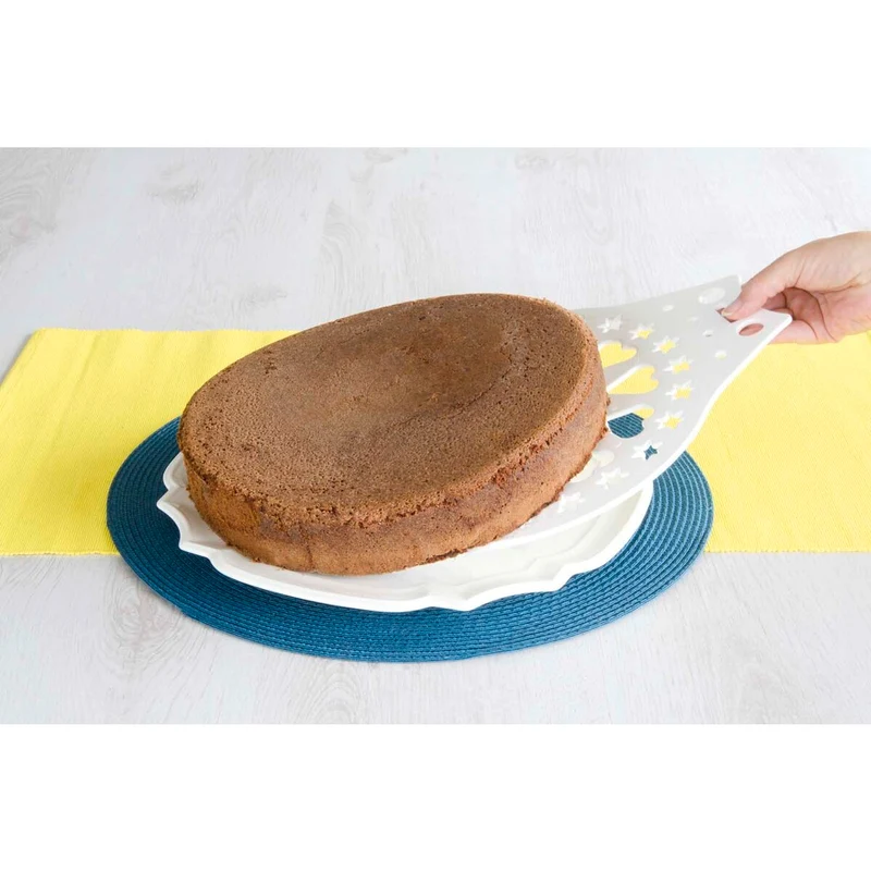 Kuchenheber & Verzierschablone ø 28 cm Weiss Kunststoff
