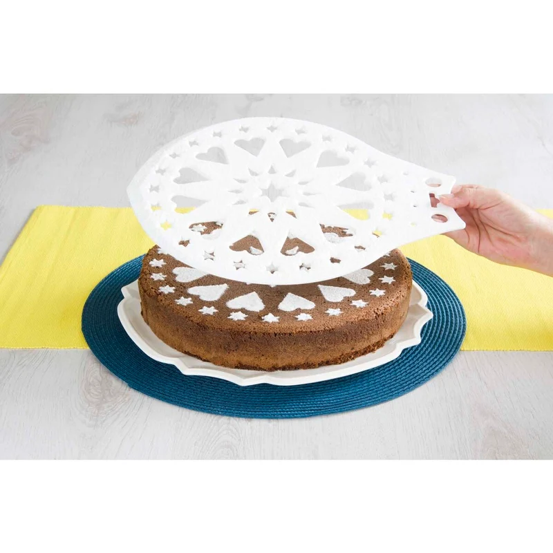 Kuchenheber & Verzierschablone ø 28 cm Weiss Kunststoff