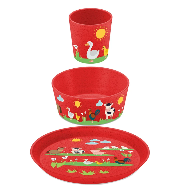Kleiner Teller + Schale + Becher, CONNECT FARM, 3er-Set