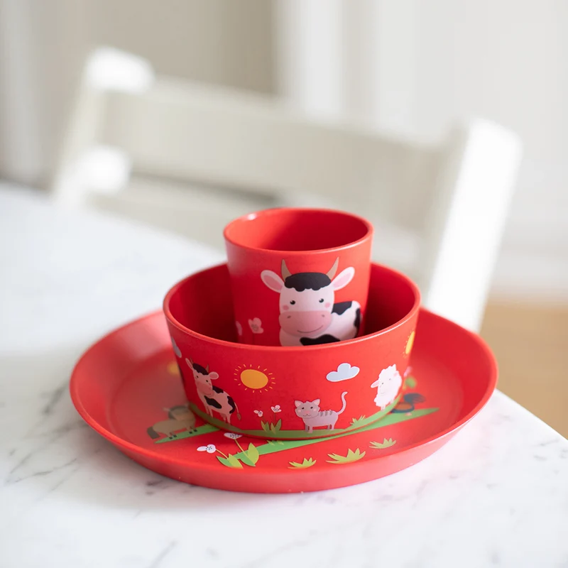 Kleiner Teller + Schale + Becher, CONNECT FARM, 3er-Set