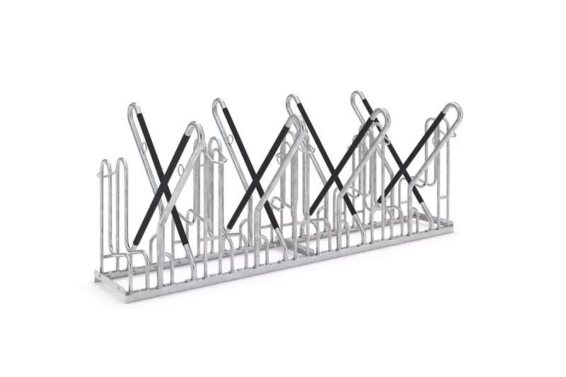 Fahrradparksystem 4718 XBF mit Anlehnbügel fur 8 Fahrräder, Reifenbreite Max.64 mm, Zweiseitig, B.2160xH.856xT.1200, Stahl feuerverzinkt