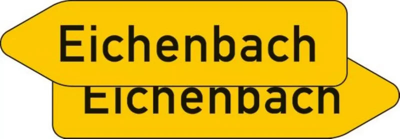 Verkehrszeichen VZ419-40 Pfeilwegweiser auf sonstigen Straßen mit geringerer Verkehrsbedeutung, doppelseitig