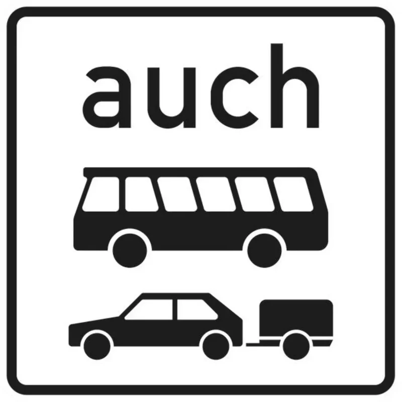 Verkehrszeichen VZ1060-32 auch Kraftomnibusse und Pkw mit Anhänger