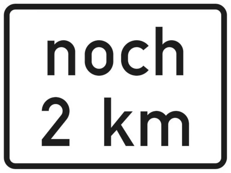 Verkehrszeichen VZ1001-33 noch … km (gemäß VwV-StVO in Tunneln)
