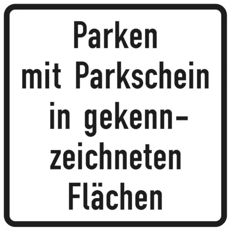 Verkehrszeichen VZ1053-53 Parken mit Parkschein in gekennzeichneter Flächen