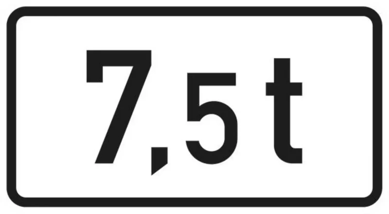 Verkehrszeichen VZ1053-33 Massenangabe in t