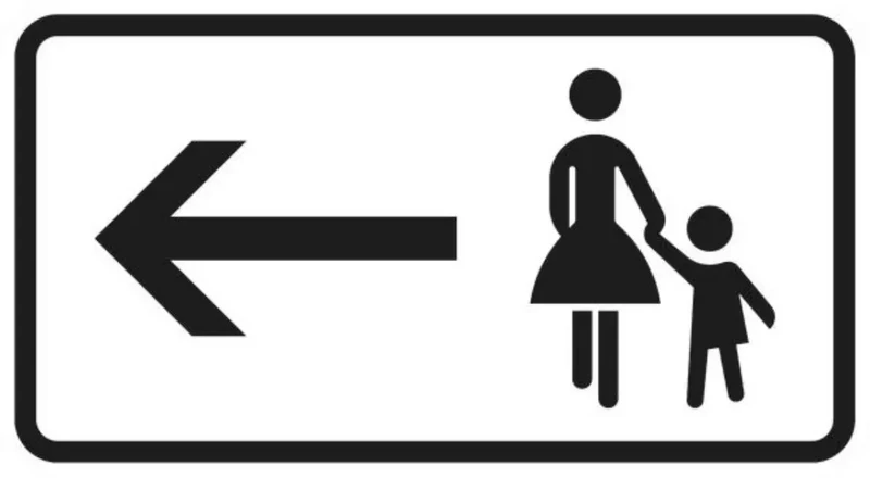 Verkehrszeichen VZ1000-12 Fußgänger Gehweg gegenüber benutzen, linksweisend