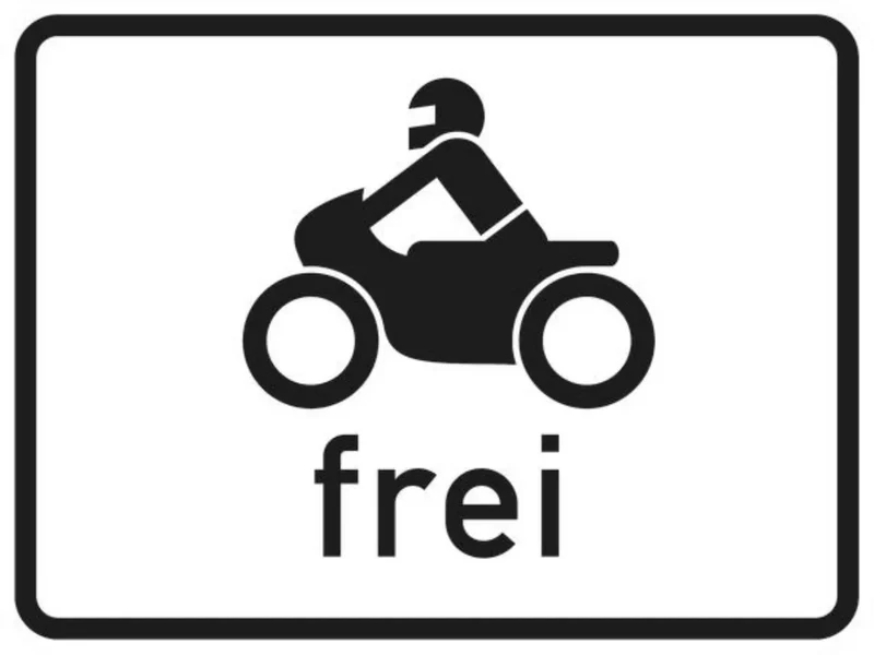 Verkehrszeichen VZ1022-12 Krafträder, auch mit Beiwagen, Kleinkrafträder und Mofas frei
