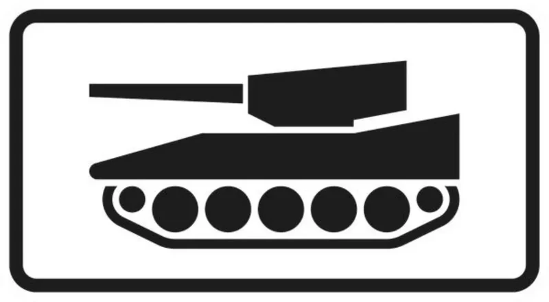 Verkehrszeichen VZ1049-12 Nur militärische Kettenfahrzeuge