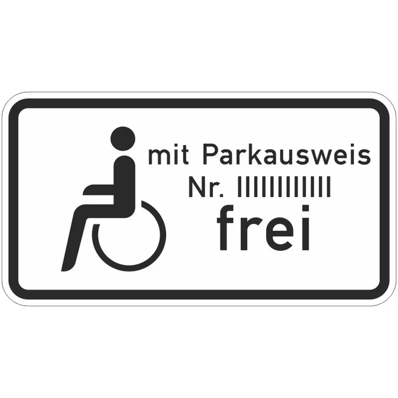 Verkehrszeichen VZ1020-11 Schwerbehinderte mit Parkausweis Nr. … frei