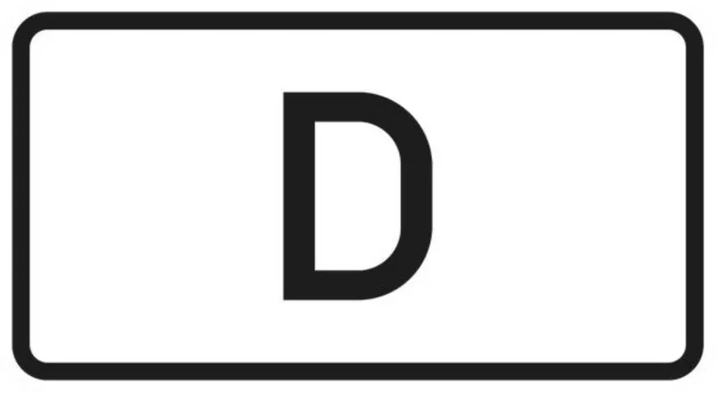 Verkehrszeichen VZ1014-52 Tunnelkategorie D gemäß ADR-Übereinkommen