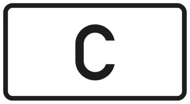 Verkehrszeichen VZ1014-51 Tunnelkategorie C gemäß ADR-Übereinkommen