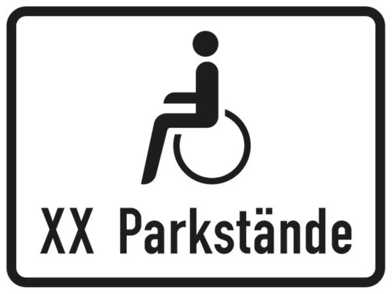 Verkehrszeichen VZ1044-12 Nur Schwerbehinderte mit außergewöhnlicher Gehbehinderung und Blinde mit Anzahl der Parkstände