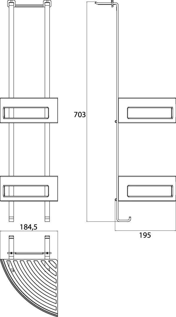 EMCO Türetagere SYSTEM 2 mit 2 tiefen Eckkörben in Chrom – 703 mm, verschiebbar