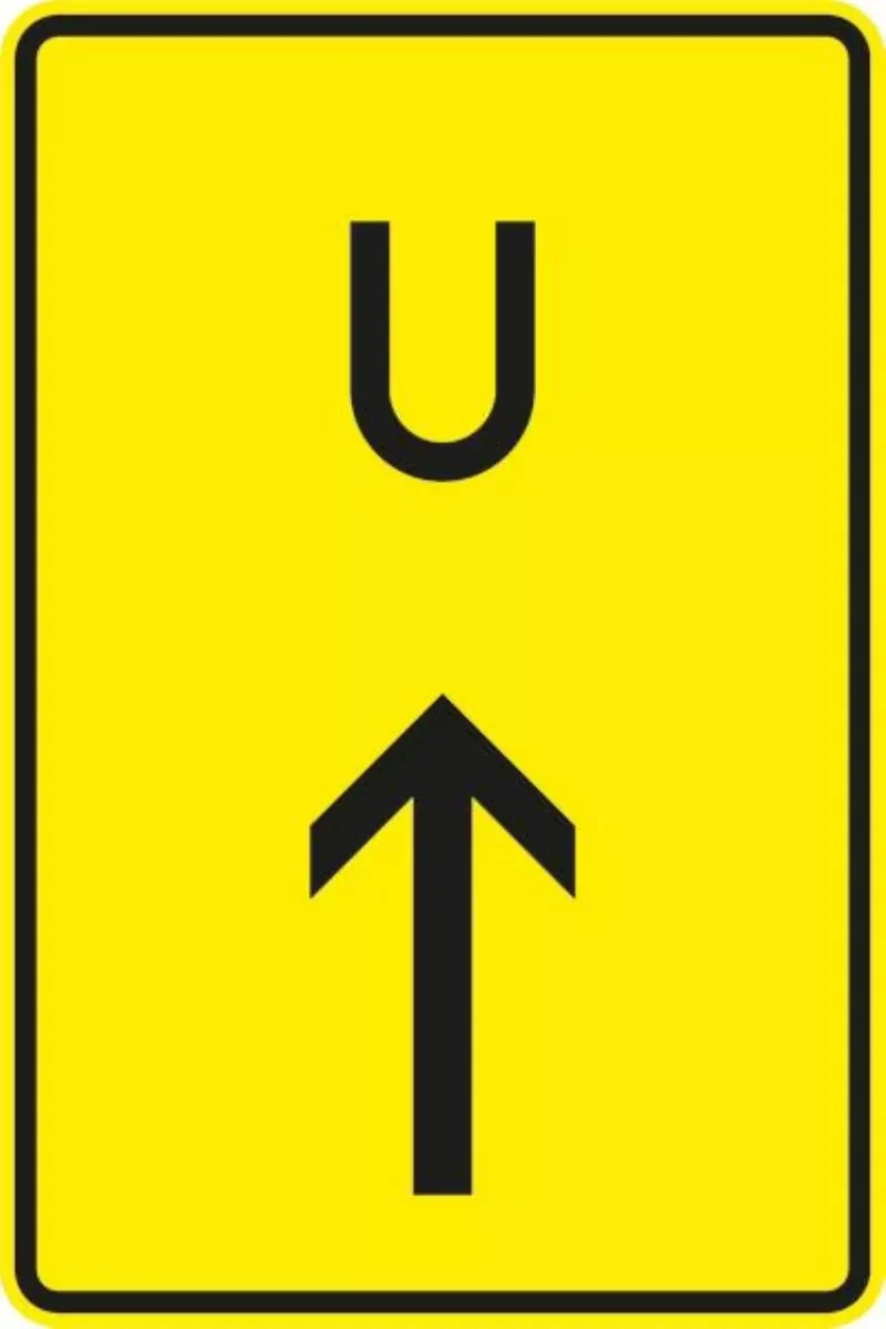 Verkehrszeichen VZ455.1-30 Ankündigung oder Fortsetzung der Umleitung, Vorankündigung geradeaus
