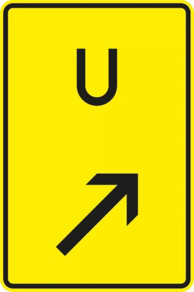 Verkehrszeichen VZ455.1-22 Ankündigung oder Fortsetzung der Umleitung, rechts einordnen